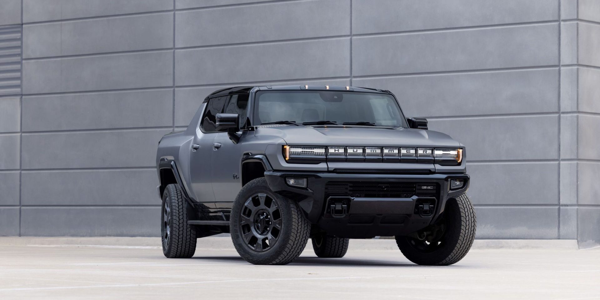 2026 HUMMER EV Carbon Fiber Edition Pickup Front 3/4 view of the 2026 GMC HUMMER EV Carbon Fiber Edition Pickup in exclusive Magnus Gray Matte exterior color (image courtesy General Motors)