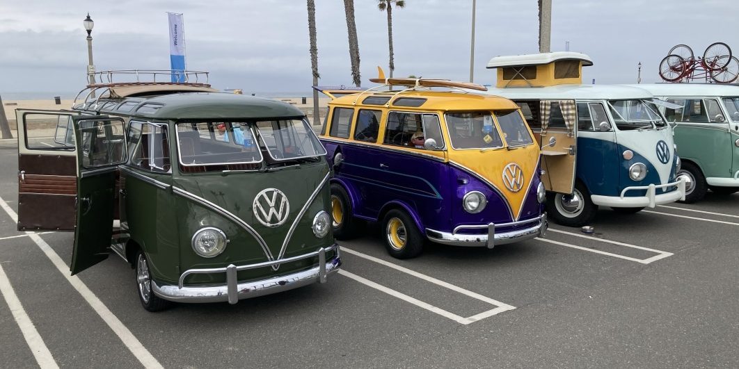 Check out the all the vintage VW vans at the ID. Buzz reveal