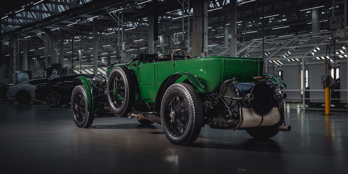 First Speed Six delivery in 94 years, as a Blower finishes a 24 hour race (image courtesy Bentley)