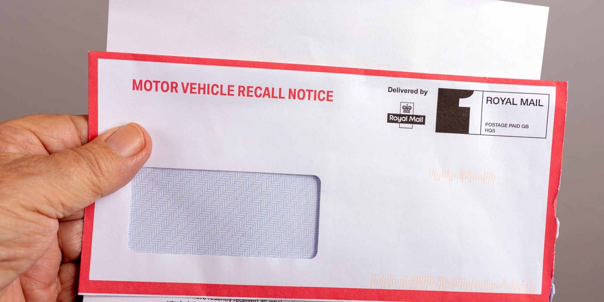 London, England UK. 2018. Official notification letter and envelope for a UK car safety recall