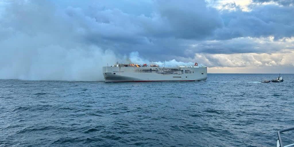Cargo ship fire sparks safety concerns over electric-car transport – report