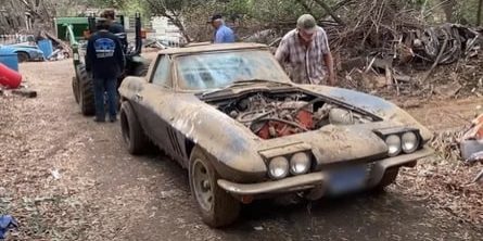 Chevrolet Corvette Roadsters Hiding In A Barn Get Pulled Into The Sunlight