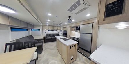 Ember Touring Edition Camper Trailer Has Island Kitchen, Theater Seats