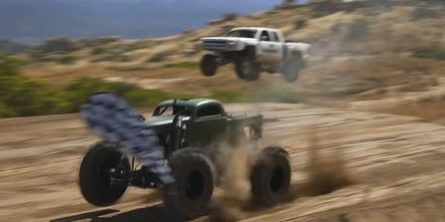 Chevy Silverado Prerunner Vs Monster Truck Is A Wild Off-Road Drag Race