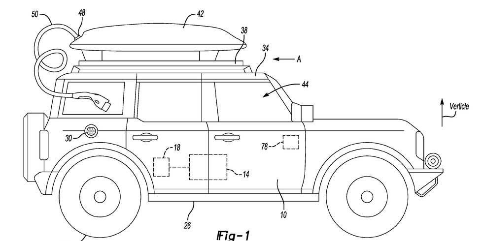 Ford Files Patent for a Roof-Carried Spare EV Battery