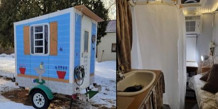 Tiny Camper Somehow Fits Kitchen, Bed, Bathroom In 1,000-Pound Trailer
