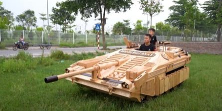 Father Builds Drivable Wood Swedish Tank From World Of Tanks Video Game